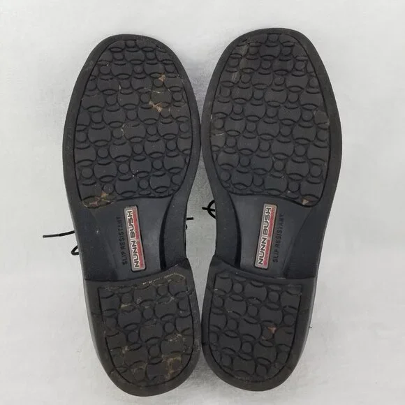 ✅Nunn Bush Men's 10M Slip Resistant Leather Oxford Shoes BLACK Comfort Lace Up - Picture 3 of 11